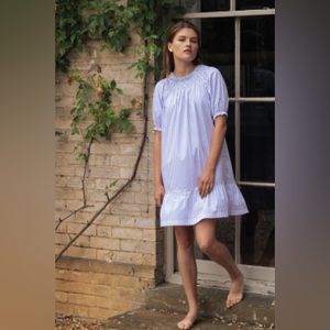 NEW Women’s LAKE Veranda Dress, smocked, light blue and white stripe, Size M
